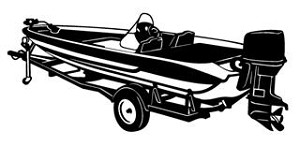 Bass Boat on Trailer Decal Sticker 