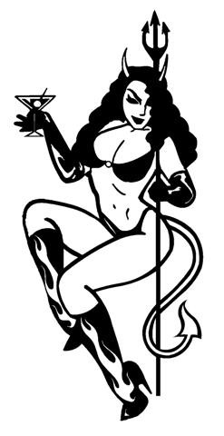 Devil Girl with Martini Decal Sticker 