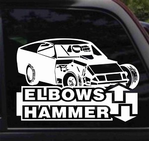 Elbows Up Hammer Down Modified Racing Decal Sticker 