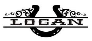 Family Name with Horseshoe Design Decal 