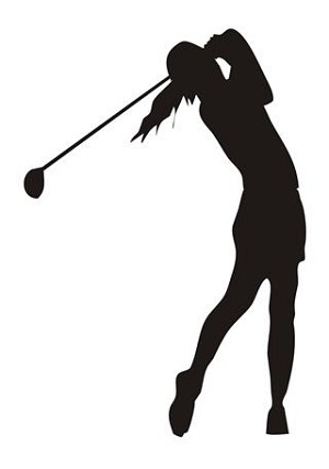 Female Golfer Silhouette v4  Decal Sticker 