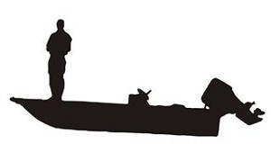 Fisherman on Boat Silhouette Decal Sticker 