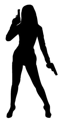 Girl with Pistols Silhouette Decal Sticker 