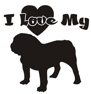 I Love My Bulldog Decal Sticker 