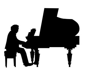Piano Player Silhouette Decal Sticker 