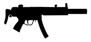 Submachine Gun Silhouette v2 Decal Sticker 